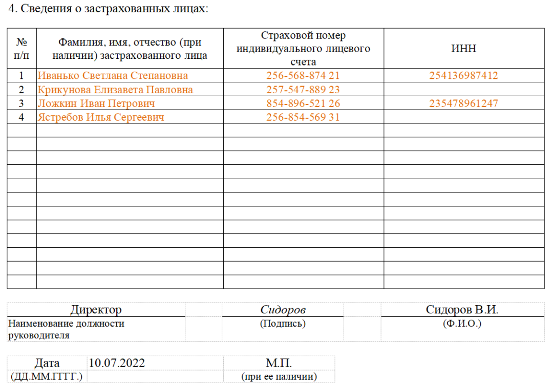 Новый отчет вместо сзв м в 2023 образец заполнения